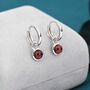 Sterling Silver Dangling Red Garnet Hoop Earrings, thumbnail 4 of 11