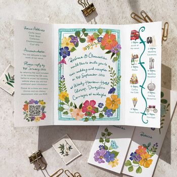 Whimsical Floral Garden Wedding Invitation Suite, 4 of 11