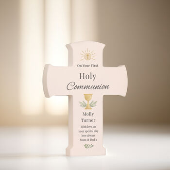 Personalised Holy Communion Cross Wooden Ornament, 2 of 5