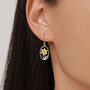 Sterling Silver Enamel Daffodil Oval Drop Earrings, thumbnail 6 of 11