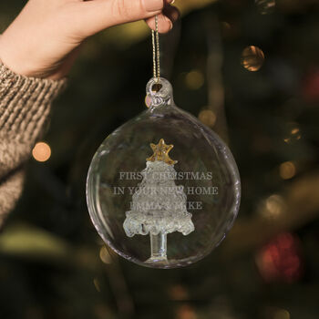 Personalised Glass Christmas Tree Bauble, 2 of 2