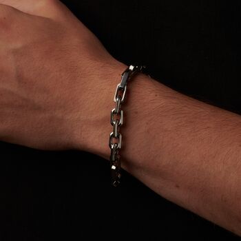 Silver Personalised Large Link Bracelet For Men And Women, 3 of 12
