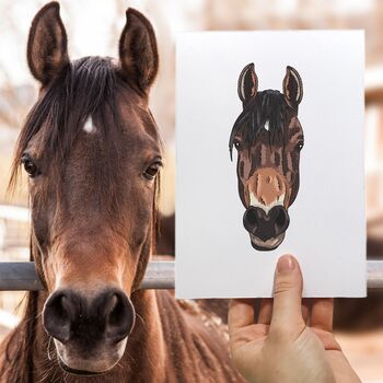 Personalised Horse Lover Face Portrait Print, 2 of 11