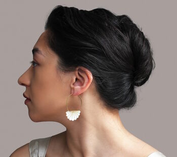 Art Deco Mother Of Pearl Bridal Hoop Earrings, 2 of 8