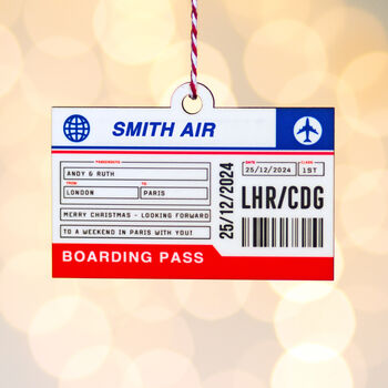 Personalised Boarding Pass Christmas Tree Decoration, 4 of 5