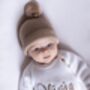 White Personalised Embroidered New Baby Name Long Sleeve Knitted Romper, thumbnail 4 of 12