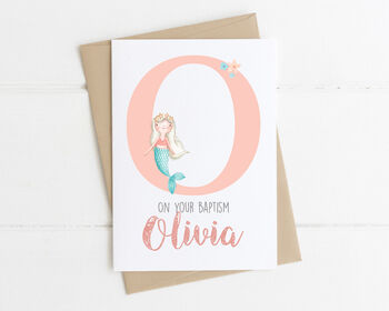 Personalised Christening Card Mermaid, 4 of 4