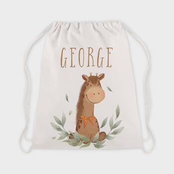 Baby Giraffe Personalised Drawstring Bag, 3 of 3