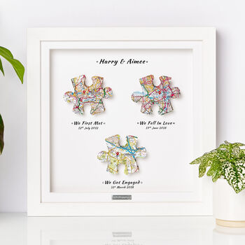Personalised Favourite Places 3D Jigsaw Framed Couples Dating Gift, 7 of 12