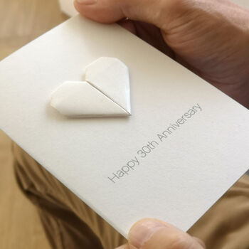 Personalised 30th Pearl Anniversary Origami Heart Card, 2 of 6