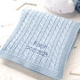 Luxury Boys Blue Grey Baby Cable Blanket, thumbnail 1 of 8
