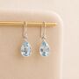 Sterling Silver Blue Topaz Teardrop Drop Earrings, thumbnail 3 of 8