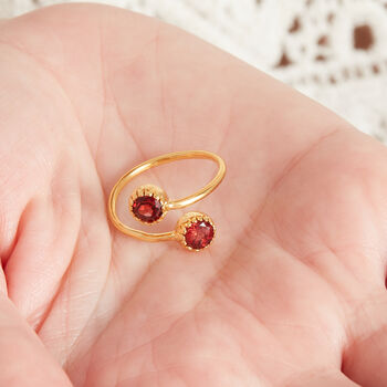 Garnet Gold And Silver Adjustable Stacking Ring, 3 of 9
