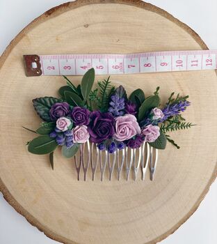 Lilac And Purple Lavender Flower Hair Comb, 4 of 4
