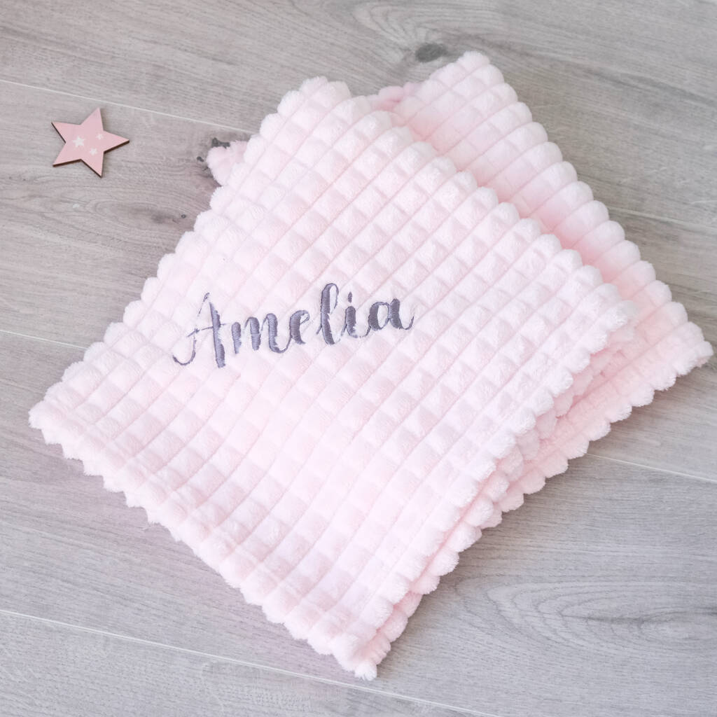 Personalised Pink Embossed Baby Blanket By 1st Birthday Gifts