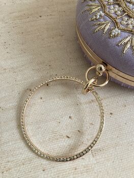 Purple Circular Raw Silk Bangle Clutch Bag, 11 of 11