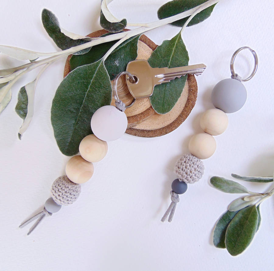 Wooden Bead Keyring By Little Bird Designs