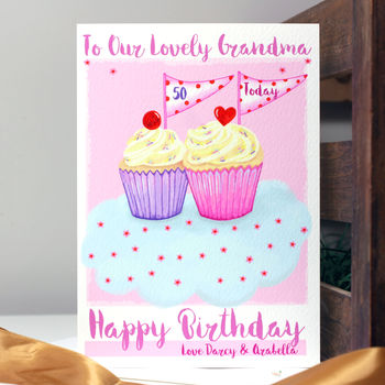 Personalised Cupcake Grandma Birthday Card, 3 of 10