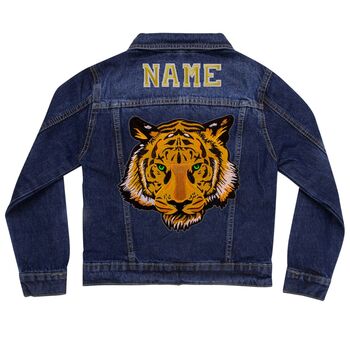 Personalised Kids Denim Jacket With Big Tiger, 7 of 7