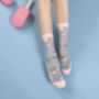 Summer Cute Pink And Blue Sheer Mid Calf Socks, thumbnail 5 of 6