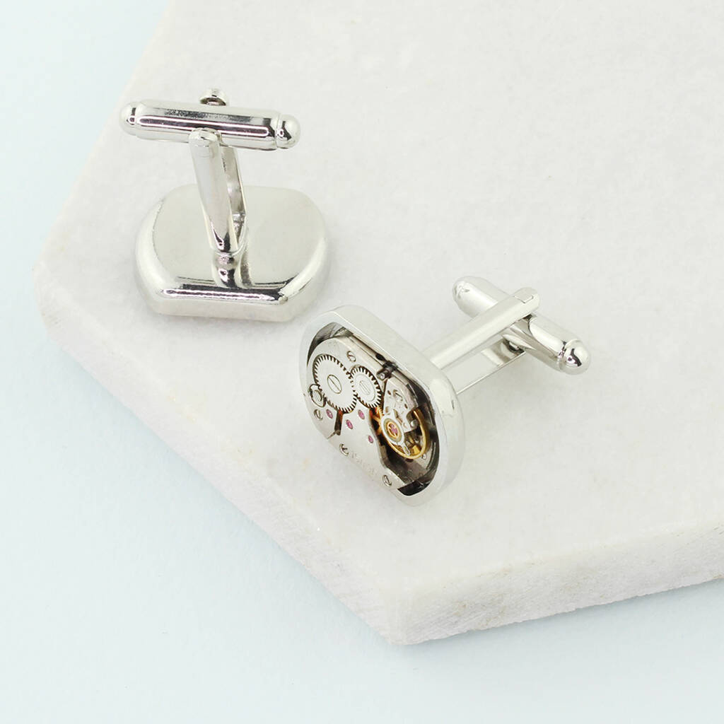 Personalised Watch Movement Cufflink Set Oblong By Charlie Boots ...