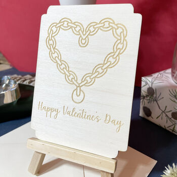 Personalised Wooden Valentine’s Keepsake Interlocking Chain Heart, 2 of 11