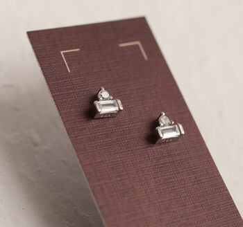 Sterling Silver Art Deco Pyramid Stud Earrings, 3 of 5