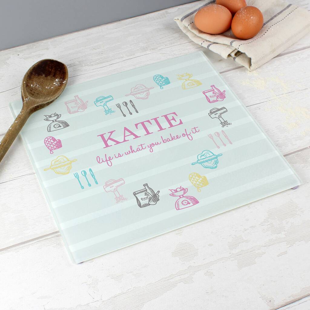 Personalised Glass Chopping Board By Sassy Bloom As seen on TV