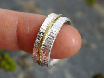 Wedding Band In 18ct Yellow Gold And Sterling Silver, 3 of 6