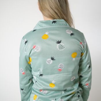 Sea Green Fruit Printed Full Sleeve Pyjama Set, 4 of 5