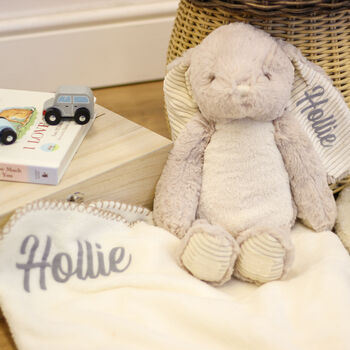 Personalised Rabbit And Matching Blanket Soft Toy, 8 of 12