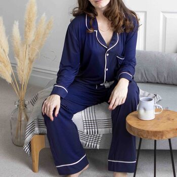 Soft Bamboo Jersey Pyjamas With Personalised Embroidery, 2 of 10