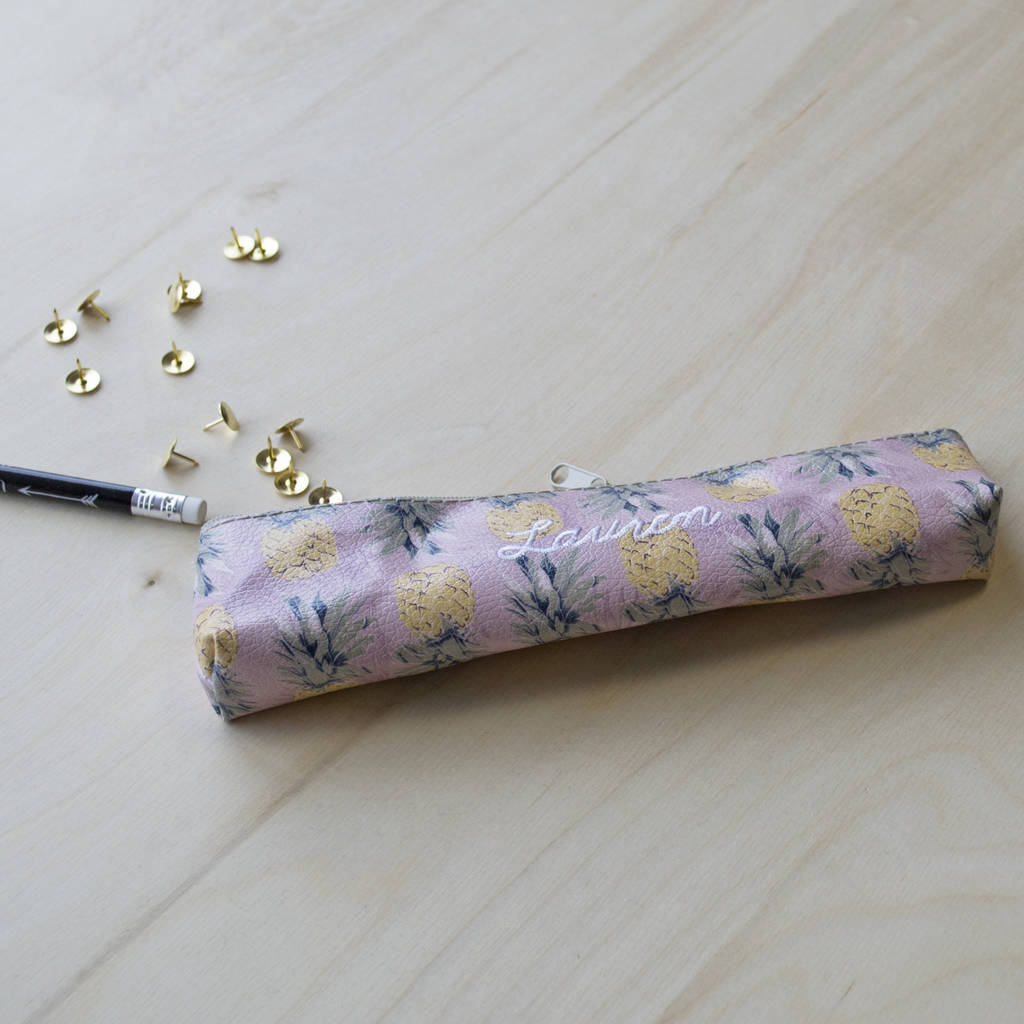 Embroidered Pineapple Pencil Case By Solesmith
