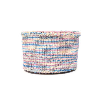 Kwenye: Blue And Pink Tie Dye Woven Storage Basket, 3 of 9