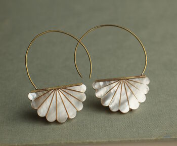 Art Deco Mother Of Pearl Bridal Hoop Earrings, 3 of 8