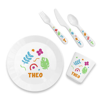 Personalised Kids Colourful Shapes Dinner Set, 6 of 6