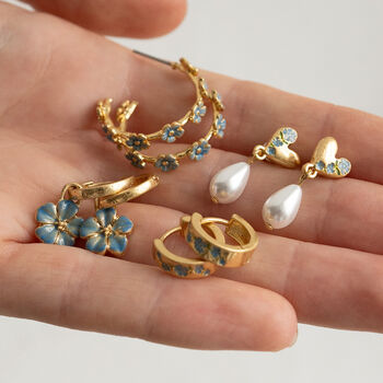 Forget Me Not Stud Hoop Earrings, 2 of 7