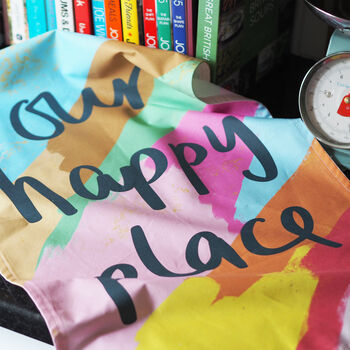 Our Happy Place Decorative Tea Towel, 4 of 4