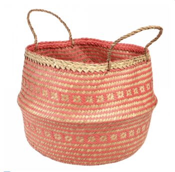 Coral And Natural Seagrass Belly Basket, 3 of 4