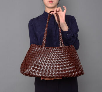 Hand Woven With Long Top Handle Tote, 4 of 11