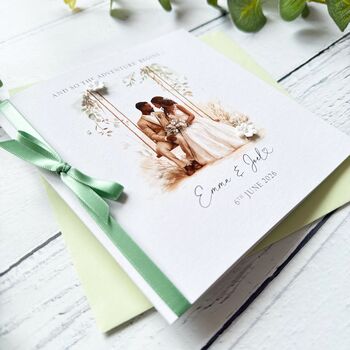 Handmade Wedding Day Card, Romantic Black Bride And Groom Design, 7 of 8