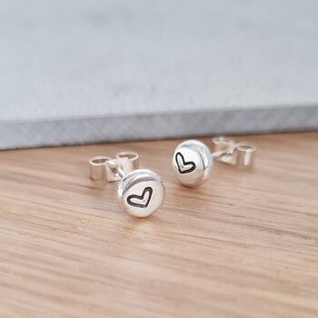 Mini Sterling Silver Heart Stud Earrings, 4 of 8