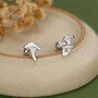 Sterling Silver Mismatched Chanterelle Mushroom 18 G Screw Back Ball Stud Earrings With Ball Backs, thumbnail 1 of 12