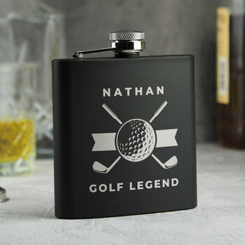 Personalised Golf Black Hip Flask, 7 of 7