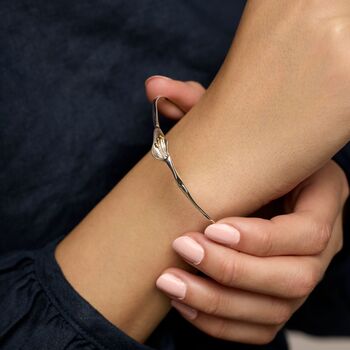 Elegant Sterling Silver Lily Bangle, 4 of 7