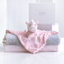Personalised Pink Unicorn Baby Snuggle Comforter, thumbnail 2 of 6