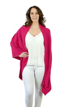 Fuchsia Pink 100% Cashmere Travel Wrap Gift Boxed, 6 of 11