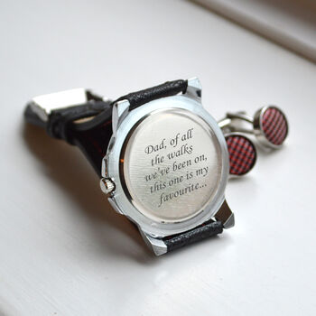 Personalised Engraved Wrist Watch With Red Detailing, 3 of 3