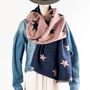 Navy And Pink Star Reversible Personalised Warm Scarf, thumbnail 2 of 10