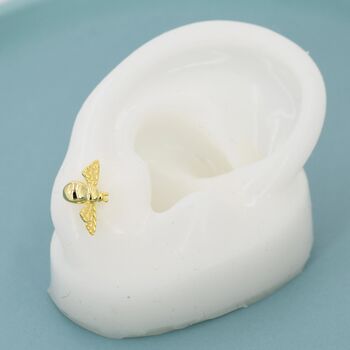 Sterling Silver Tiny Bumble Bee Stud Earrings, 6 of 12
